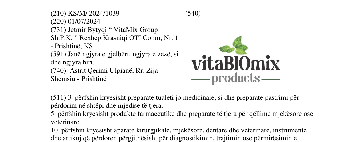 Zëri i markës vitaBIOmix products në buletin