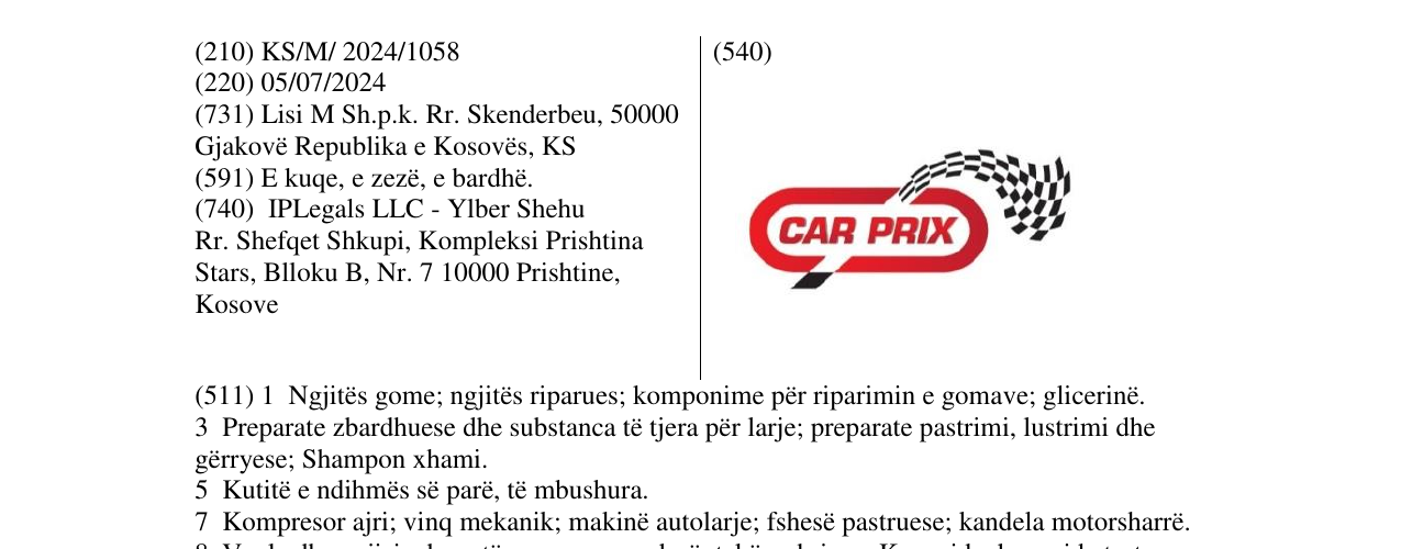 Zëri i markës CAR PRIX në buletin