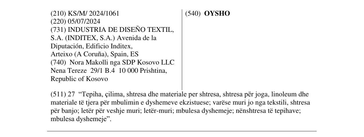 Zëri i markës OYSHO në buletin