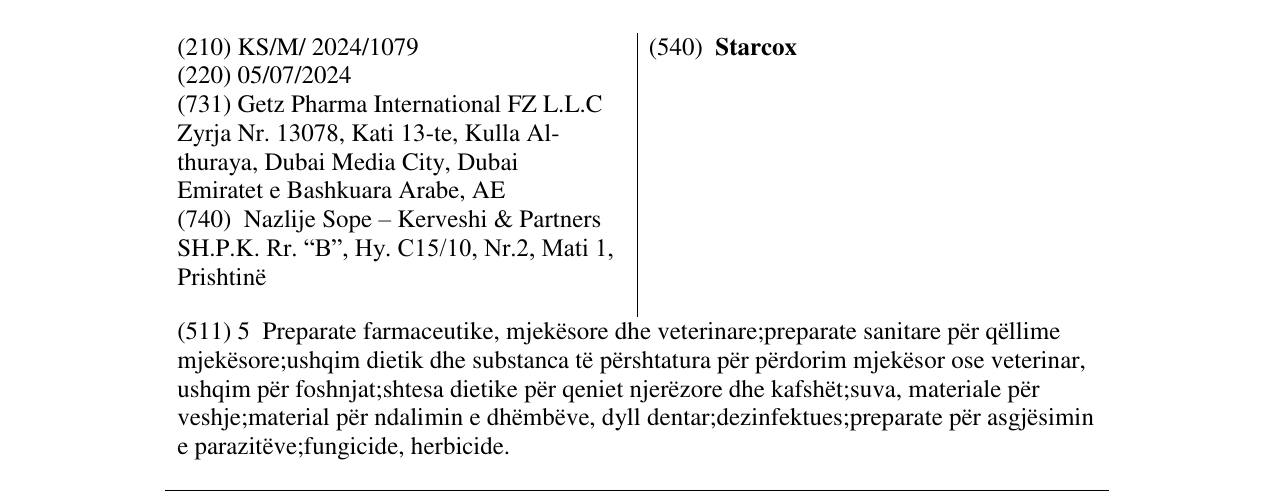 Zëri i markës Starcox në buletin