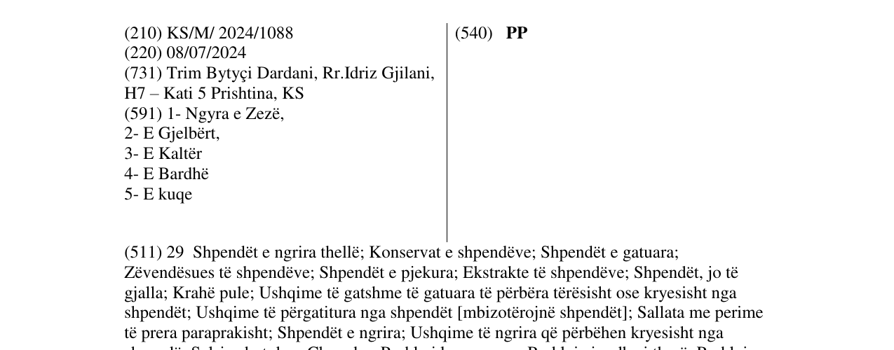 Zëri i markës PP në buletin