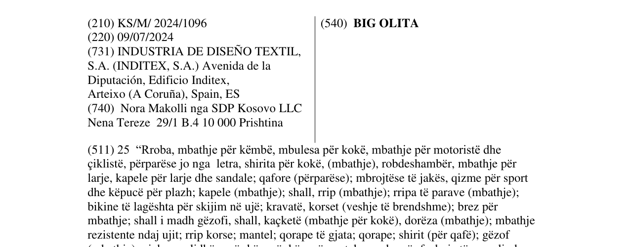 Zëri i markës BIG OLITA në buletin