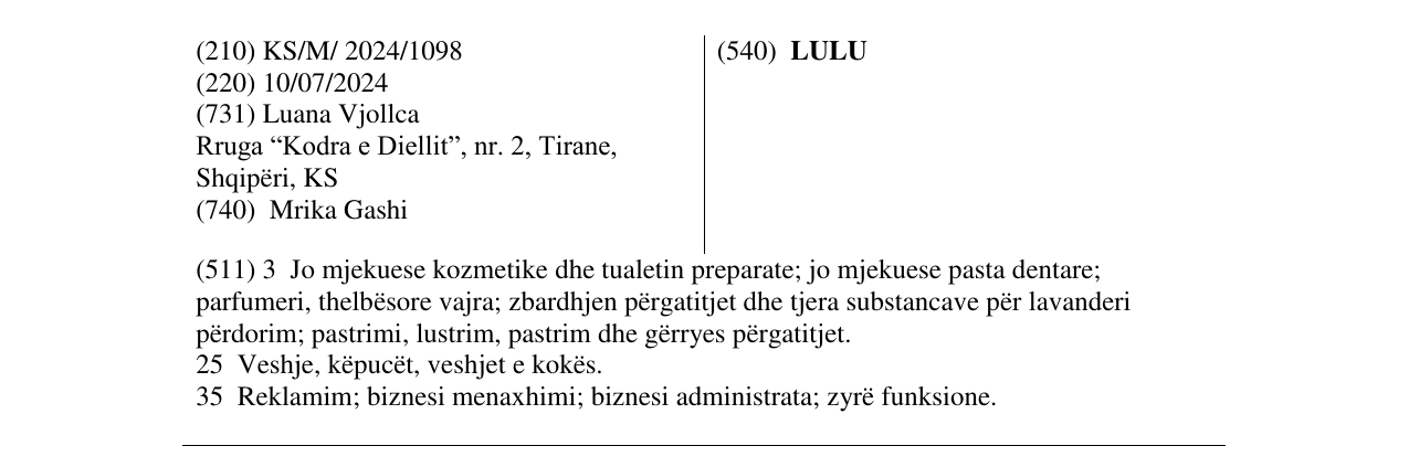 Zëri i markës LULU në buletin