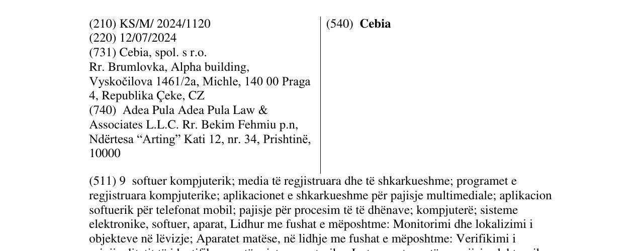 Zëri i markës Cebia në buletin