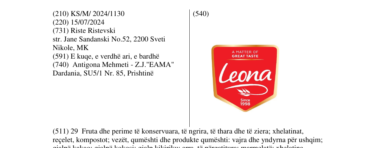 Zëri i markës Leona në buletin