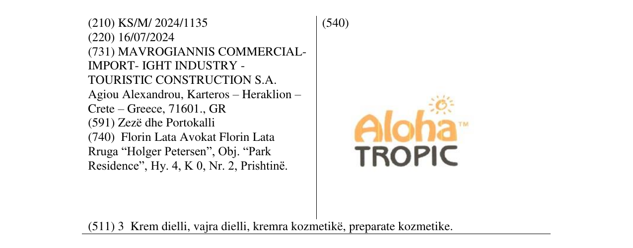 Zëri i markës Aloha TROPIC në buletin