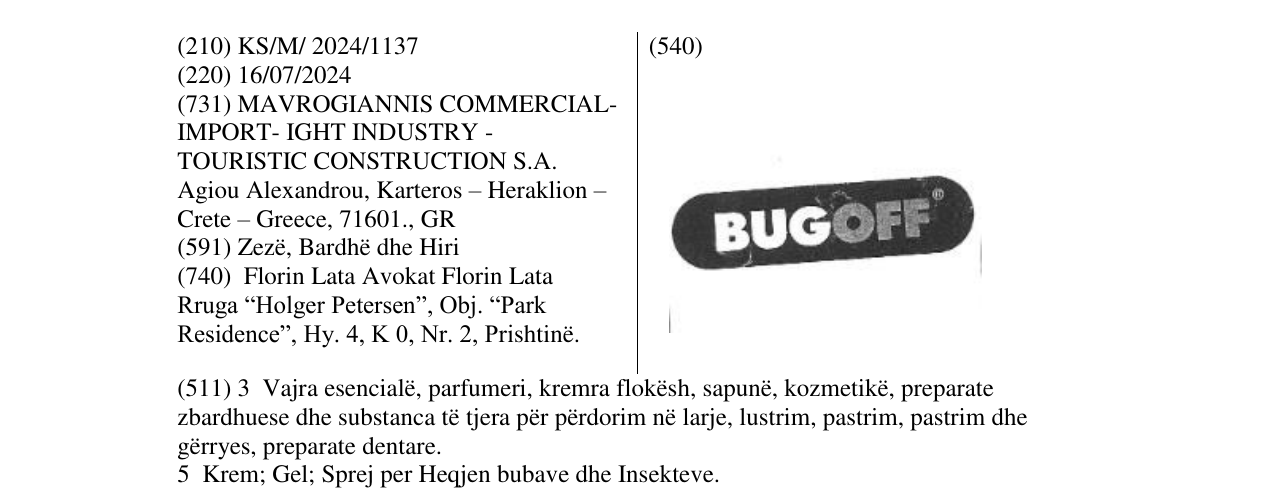 Zëri i markës BUGOFF në buletin