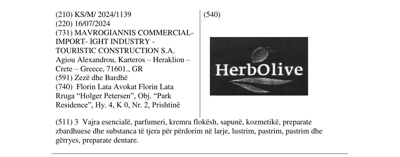 Zëri i markës HERBOLIVE në buletin