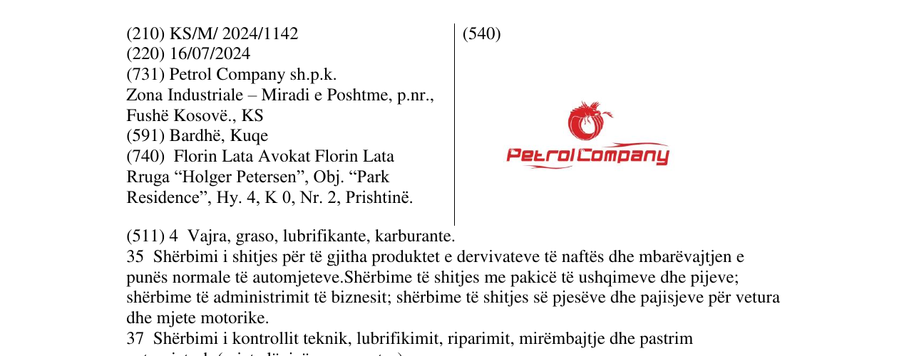 Zëri i markës petrol company në buletin