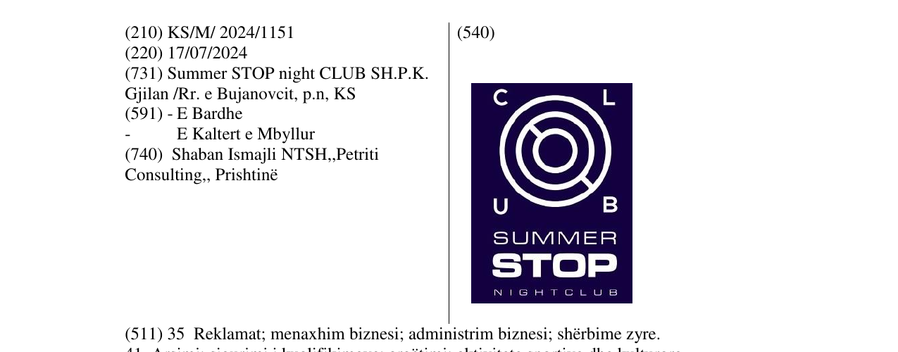 Zëri i markës SUMER CLUBE në buletin