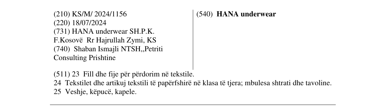Zëri i markës HANA underwear në buletin