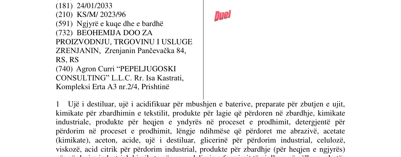 Zëri i markës DUEL në buletin