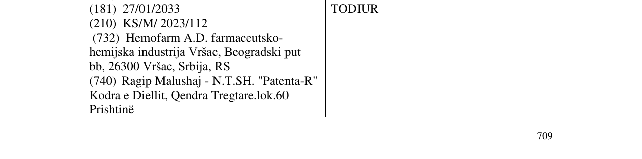 Zëri i markës TODIUR në buletin