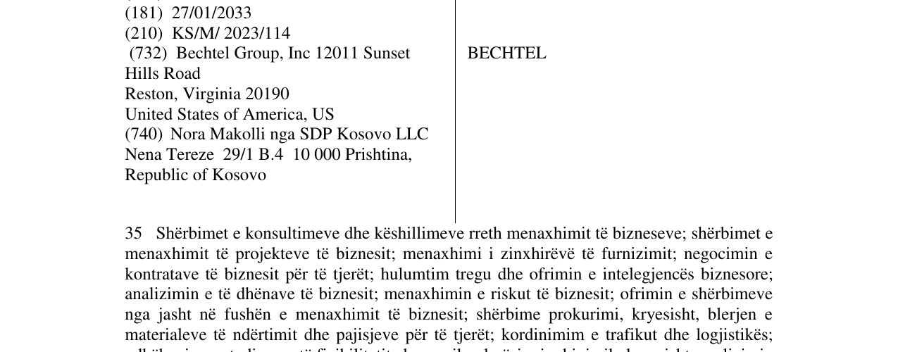 Zëri i markës BECHTEL në buletin