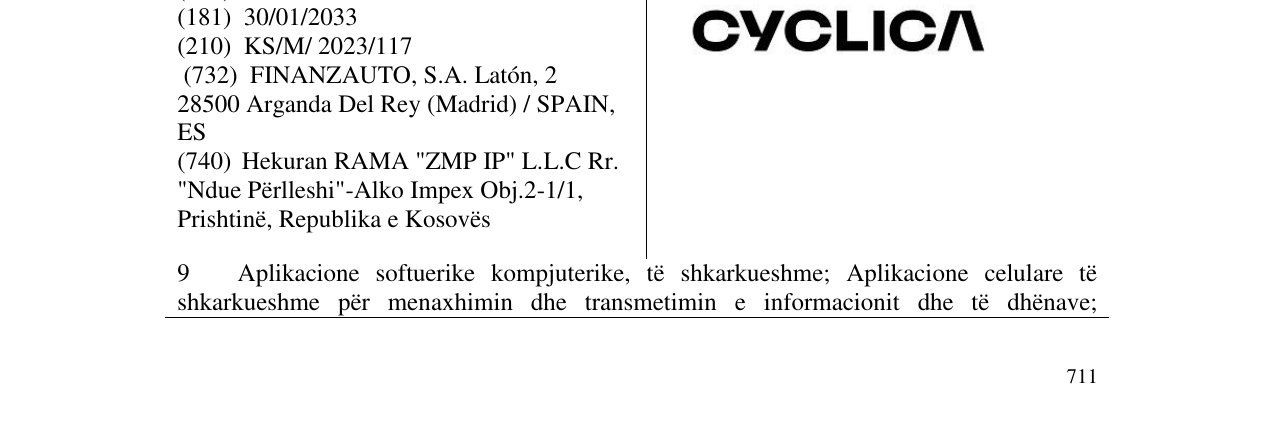 Zëri i markës CYCLICA në buletin