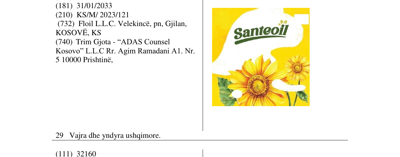 Zëri i markës SANTEOIL në buletin