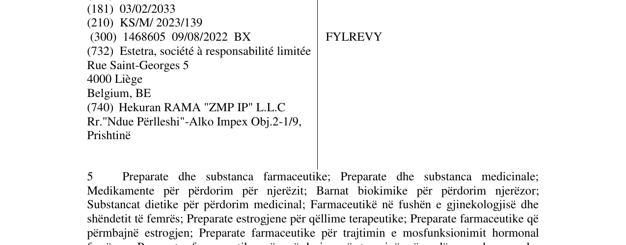 Zëri i markës FYLREVY në buletin