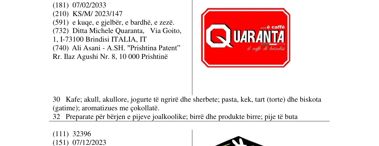 Zëri i markës QUARANTA në buletin