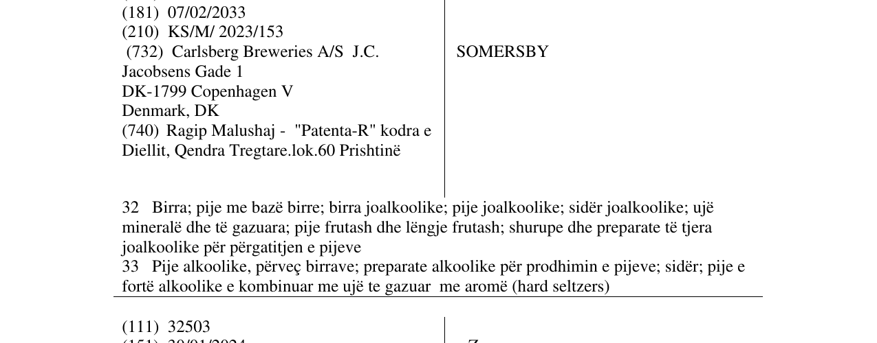 Zëri i markës SOMERSBY në buletin