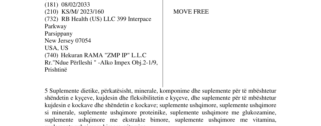 Zëri i markës MOVE FREE në buletin