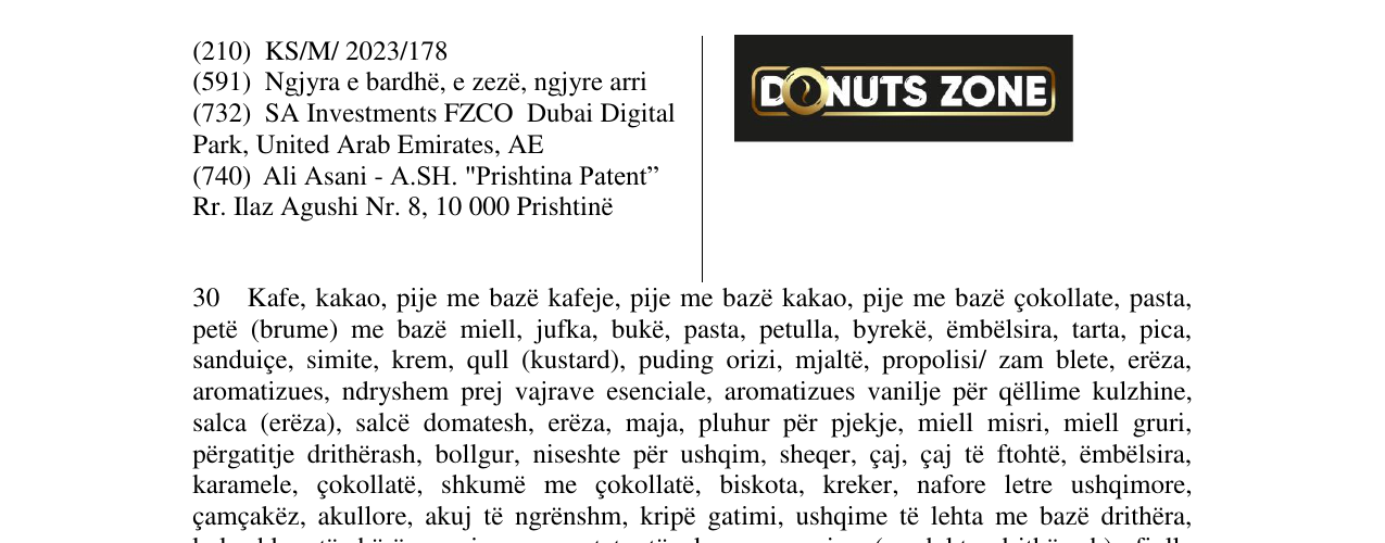 Zëri i markës DONUTS ZONE në buletin