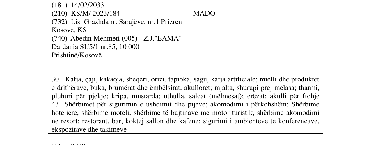 Zëri i markës MADO në buletin