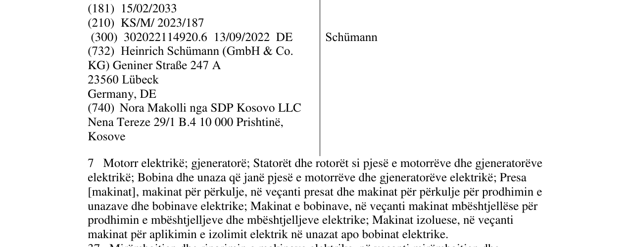 Zëri i markës Schümann në buletin