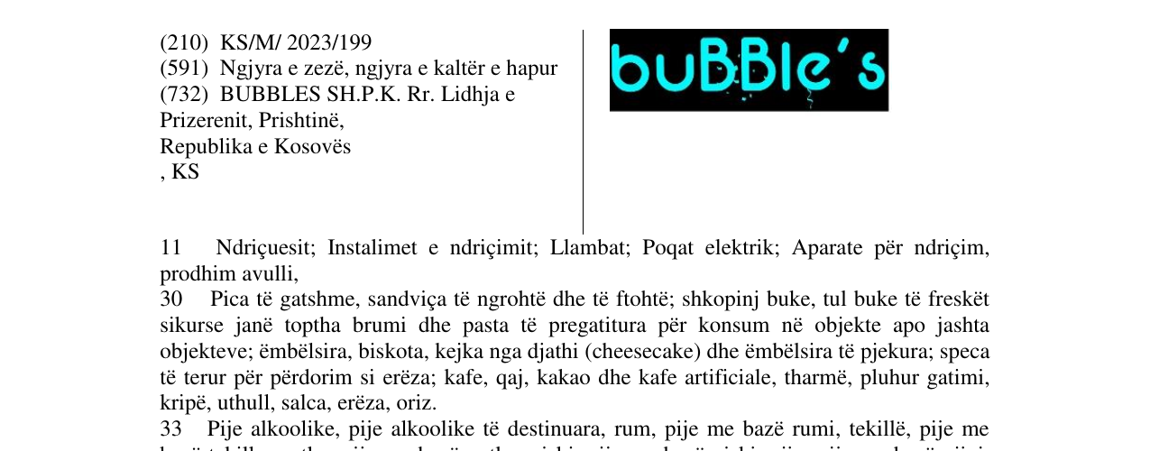 Zëri i markës BUBBLES në buletin