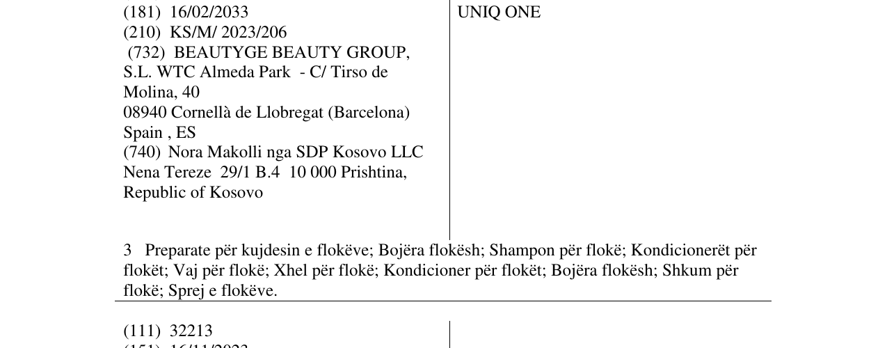 Zëri i markës UNIQ ONE në buletin