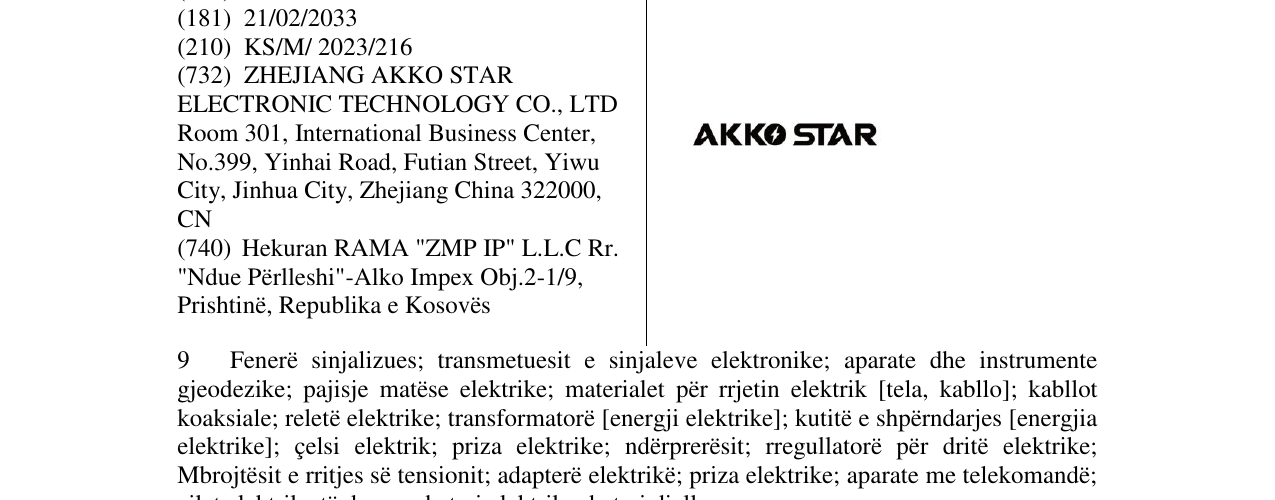 Zëri i markës AKKO STAR në buletin