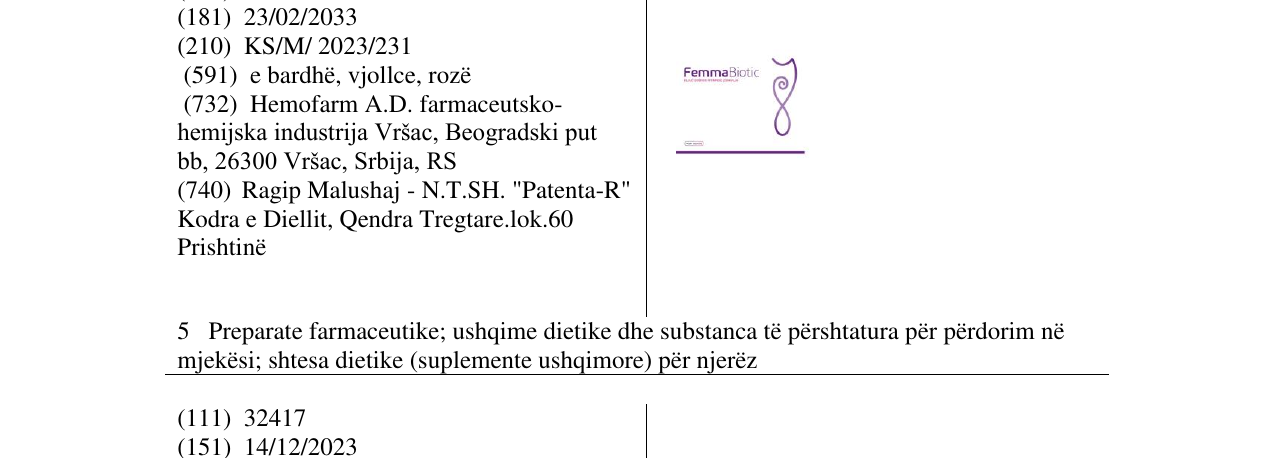 Zëri i markës FemmaBiotic në buletin