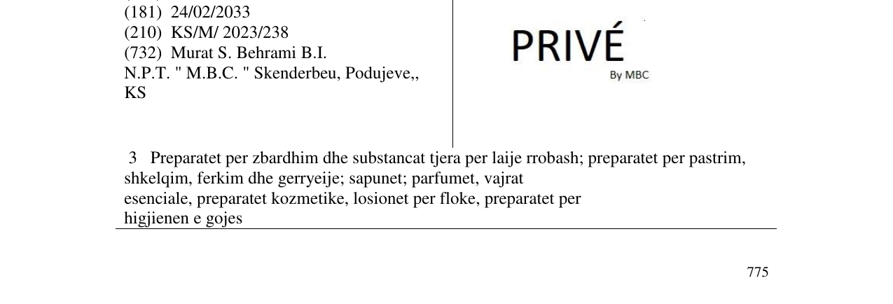 Zëri i markës PRIVE në buletin