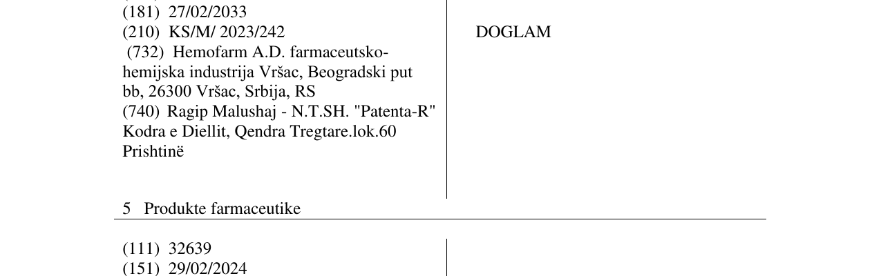 Zëri i markës DOGLAM në buletin