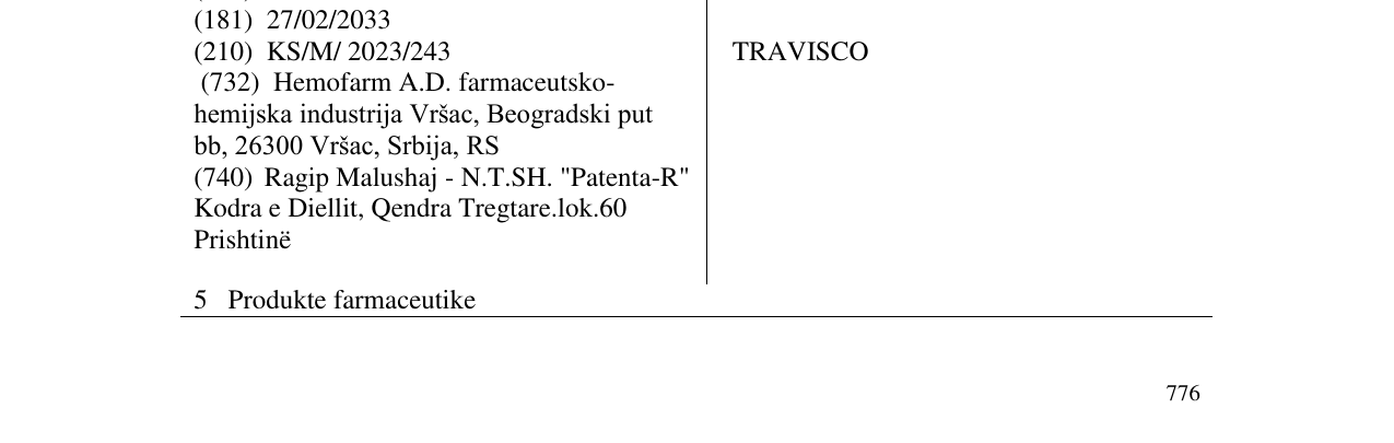 Zëri i markës TRAVISCO në buletin