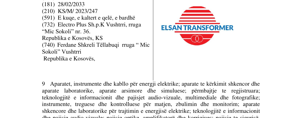 Zëri i markës ELSAN TRANSFORMER në buletin