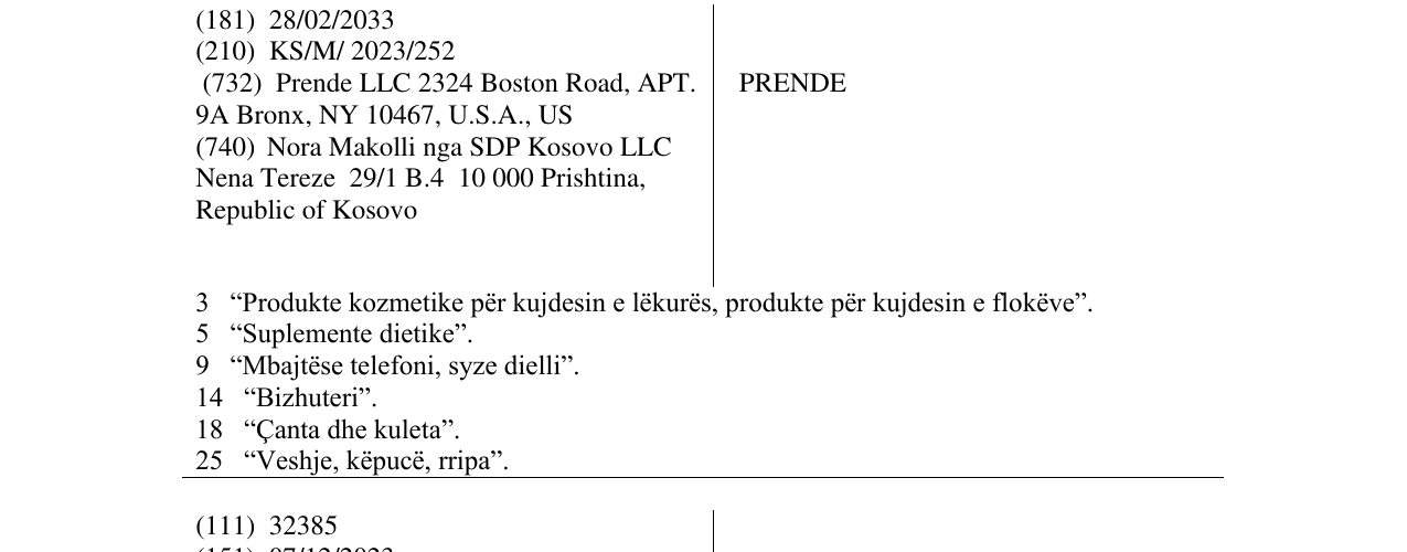 Zëri i markës PRENDE në buletin