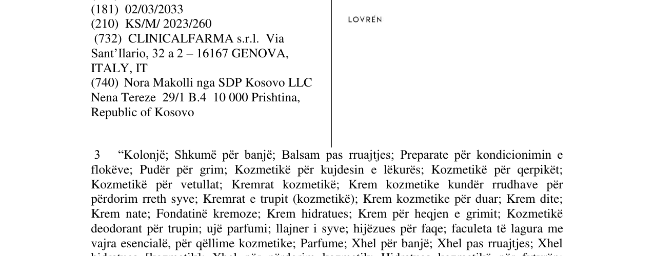 Zëri i markës LOVREN në buletin