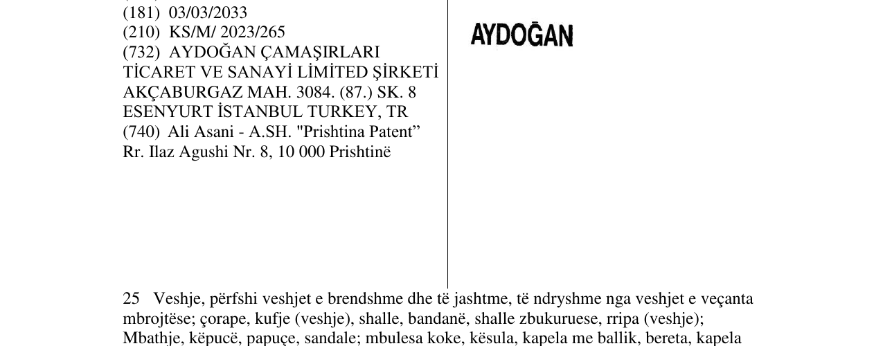 Zëri i markës AYDOGAN në buletin