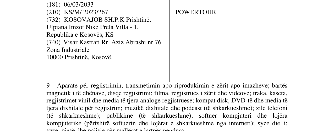Zëri i markës POWERTOHR në buletin