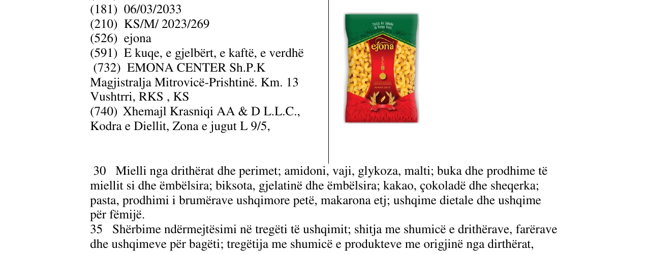 Zëri i markës ejona në buletin
