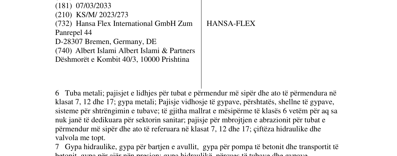 Zëri i markës HANSA-FLEX në buletin