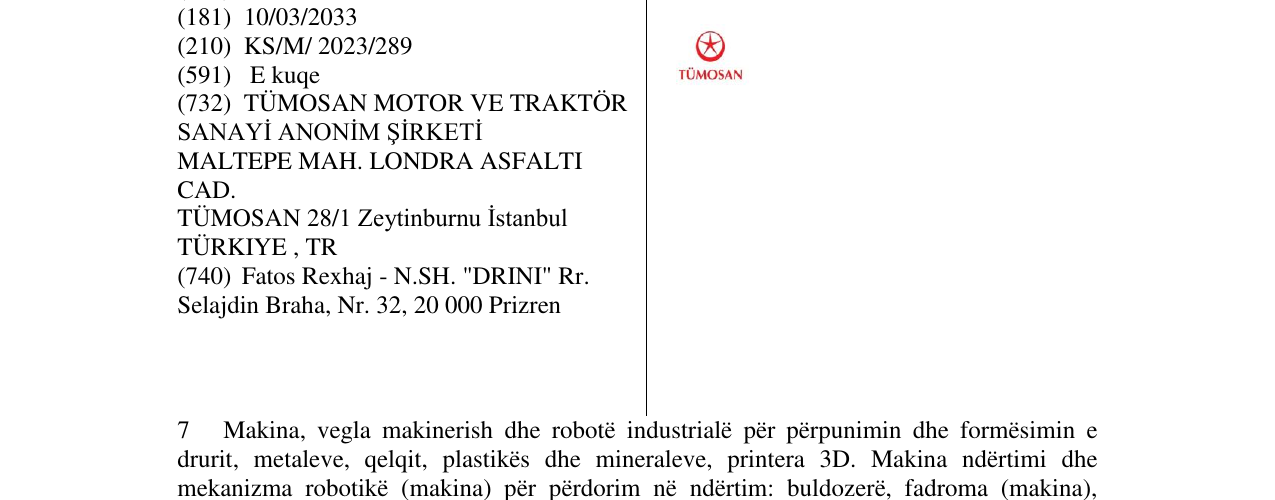 Zëri i markës TUMOSAN në buletin