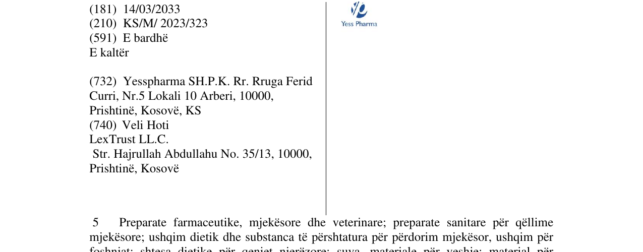 Zëri i markës yess pharma në buletin