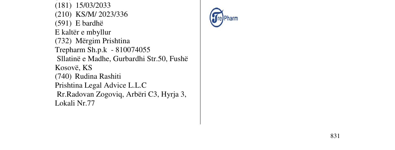 Zëri i markës Tre Pharm në buletin