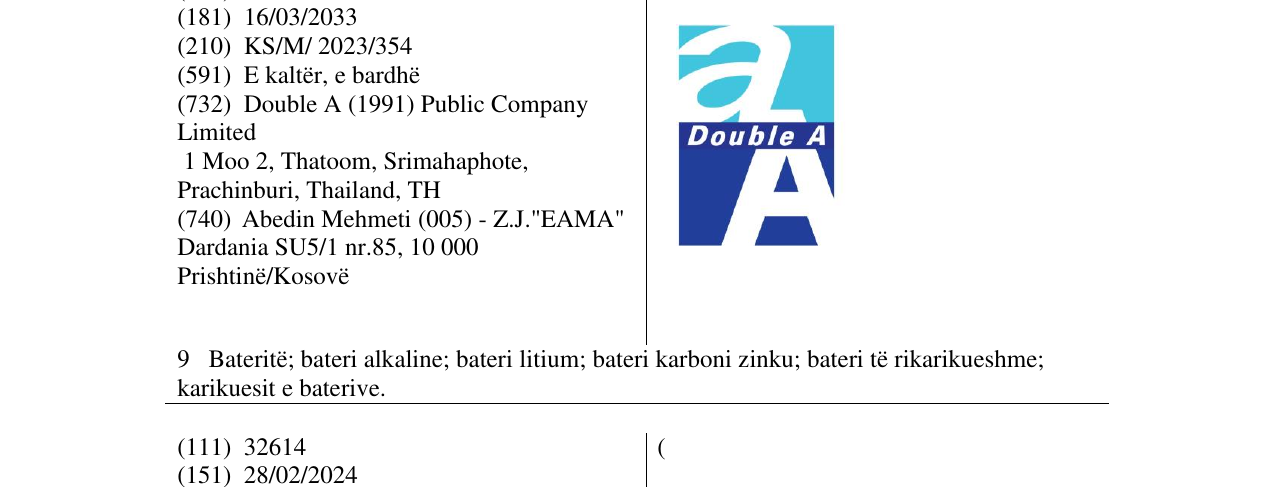 Zëri i markës Double A në buletin