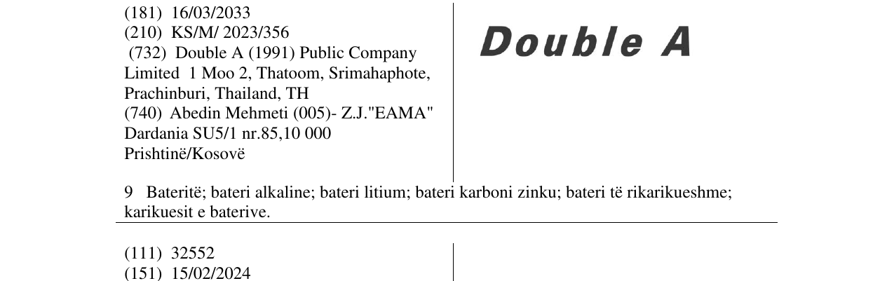 Zëri i markës DOUBLE A në buletin