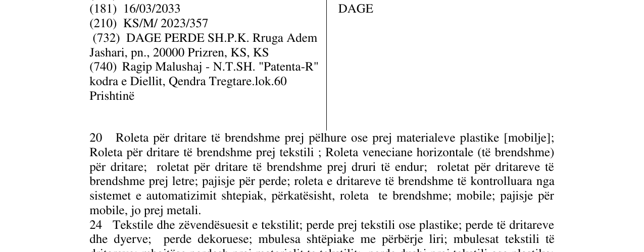 Zëri i markës DAGE në buletin