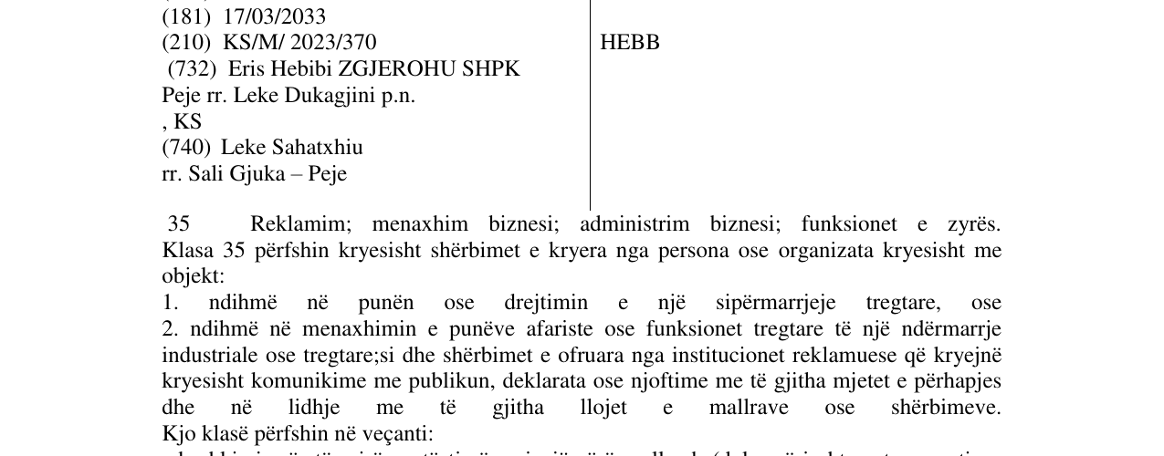 Zëri i markës HEBB në buletin