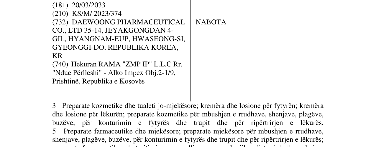 Zëri i markës NABOTA në buletin