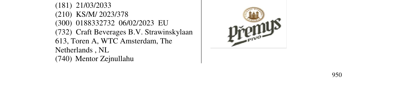 Zëri i markës PREMYS pivo në buletin